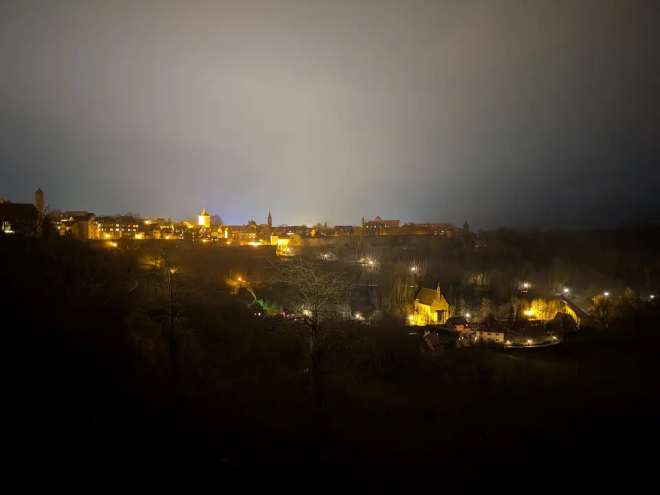 The valley below the walls in the fog