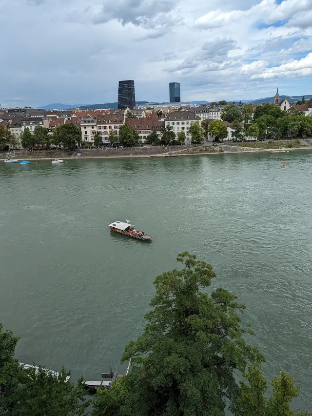 The ferry crossing the Rhine on the current