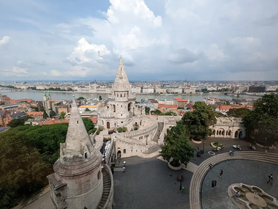 The Fisherman's Bastion terraces above the city