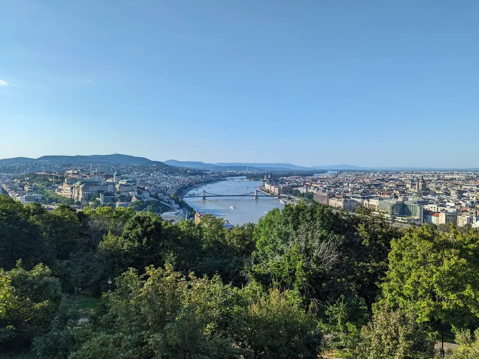 The Danube curving away from the Gellért hill