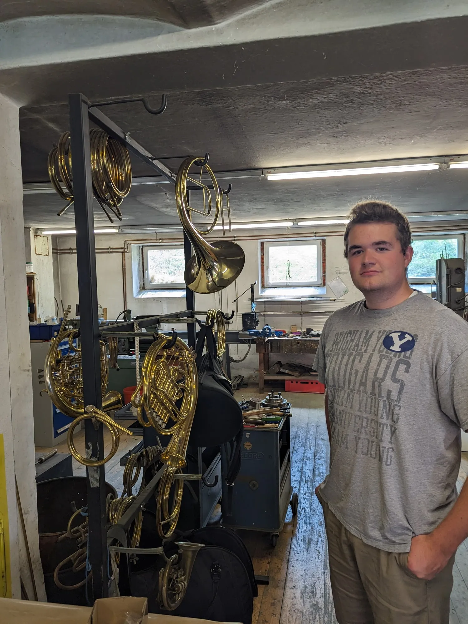 Andreas Jungwirth's horn workshop in Freischling, Austria, photographed on one of our own trips
