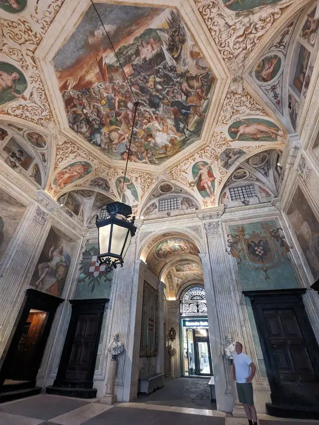 A frescoed vault in one of the Rolli palaces