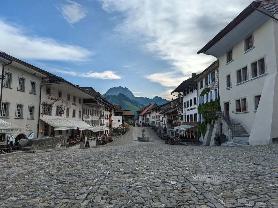 The main street of the medieval village