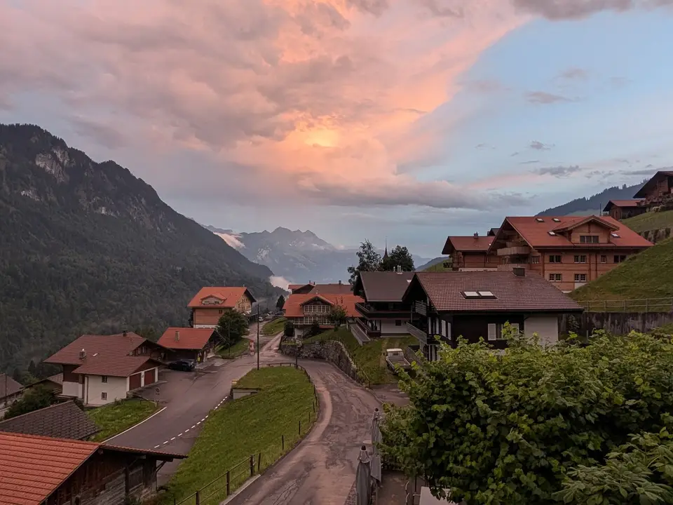 The village at sunset from the hill