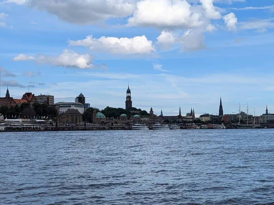The city skyline across the Alster