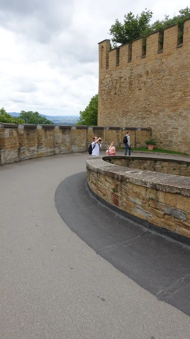 The curved approach ramp up to the gate