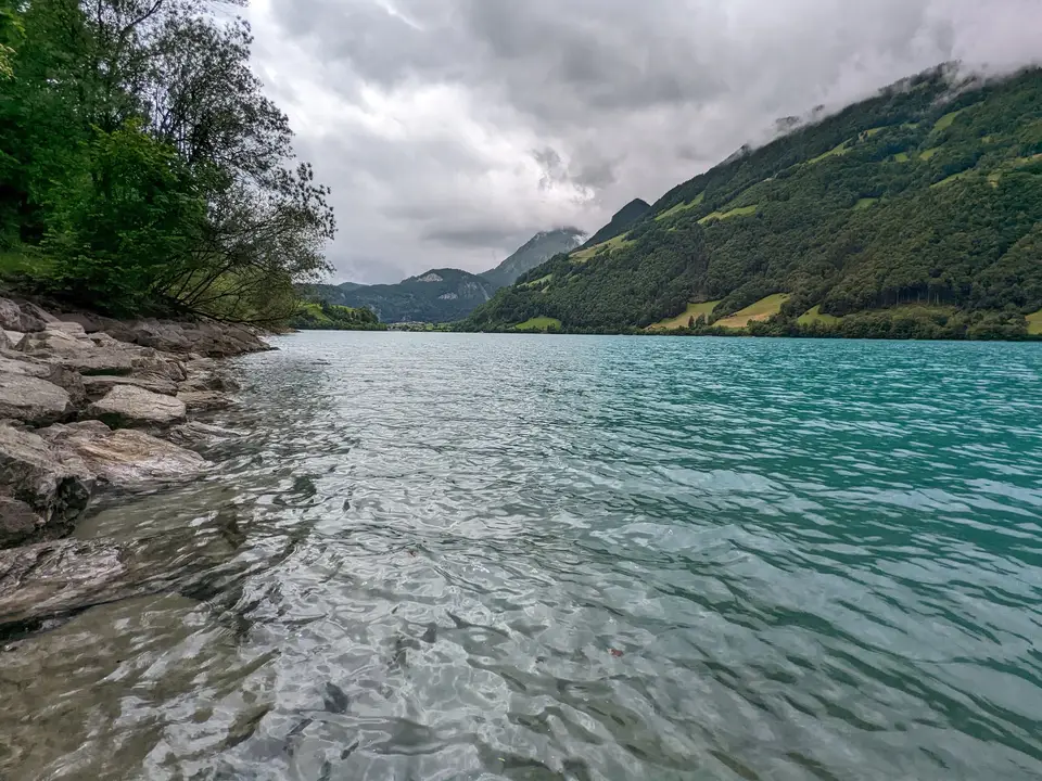 The turquoise shallows at the shore
