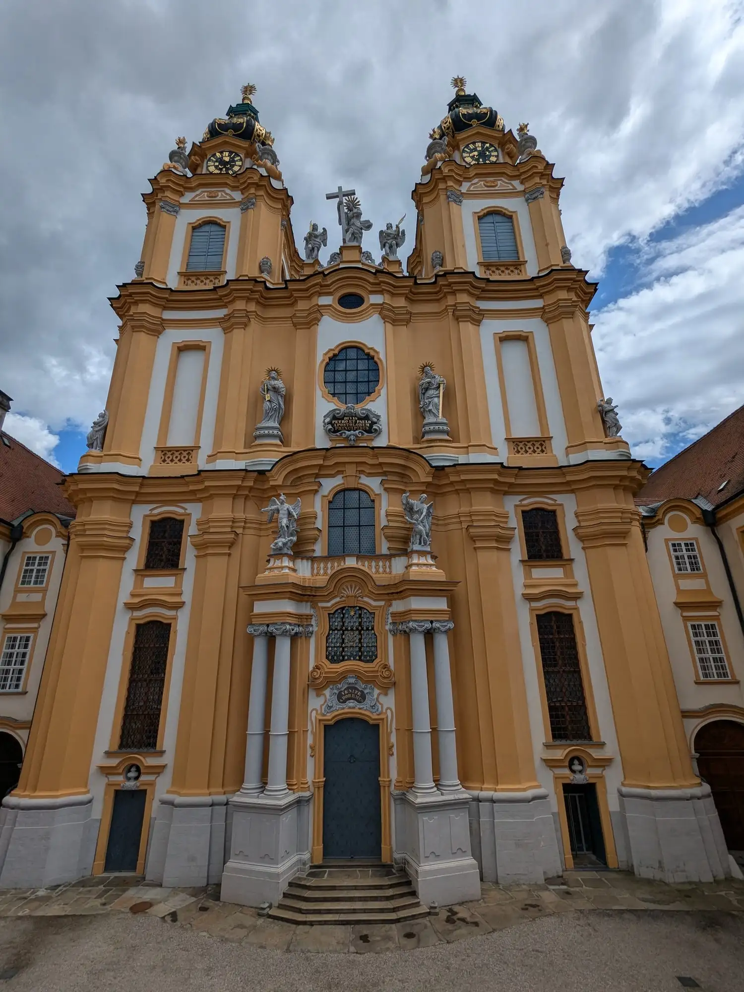 The twin-towered front of Melk Abbey church, Austria