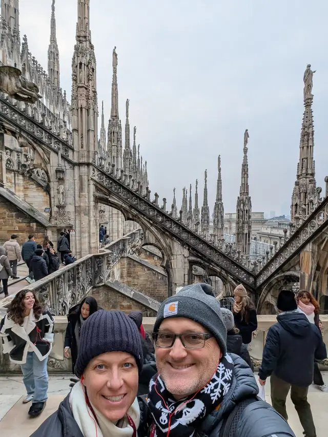 The crowd up on the roof of the Duomo