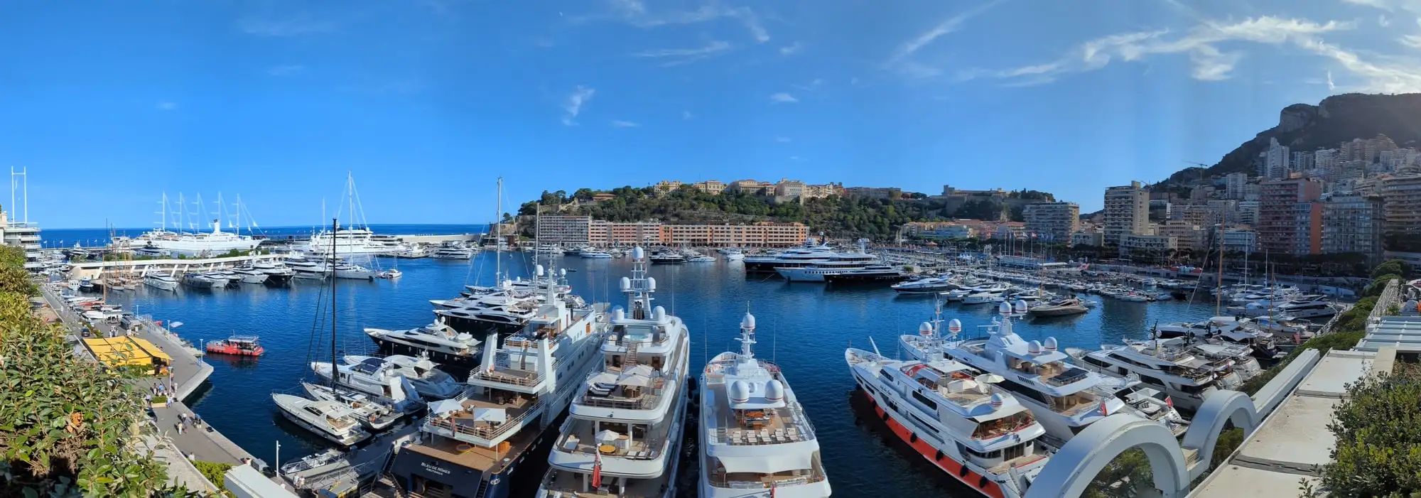 The yachts packed along the quay — Monaco