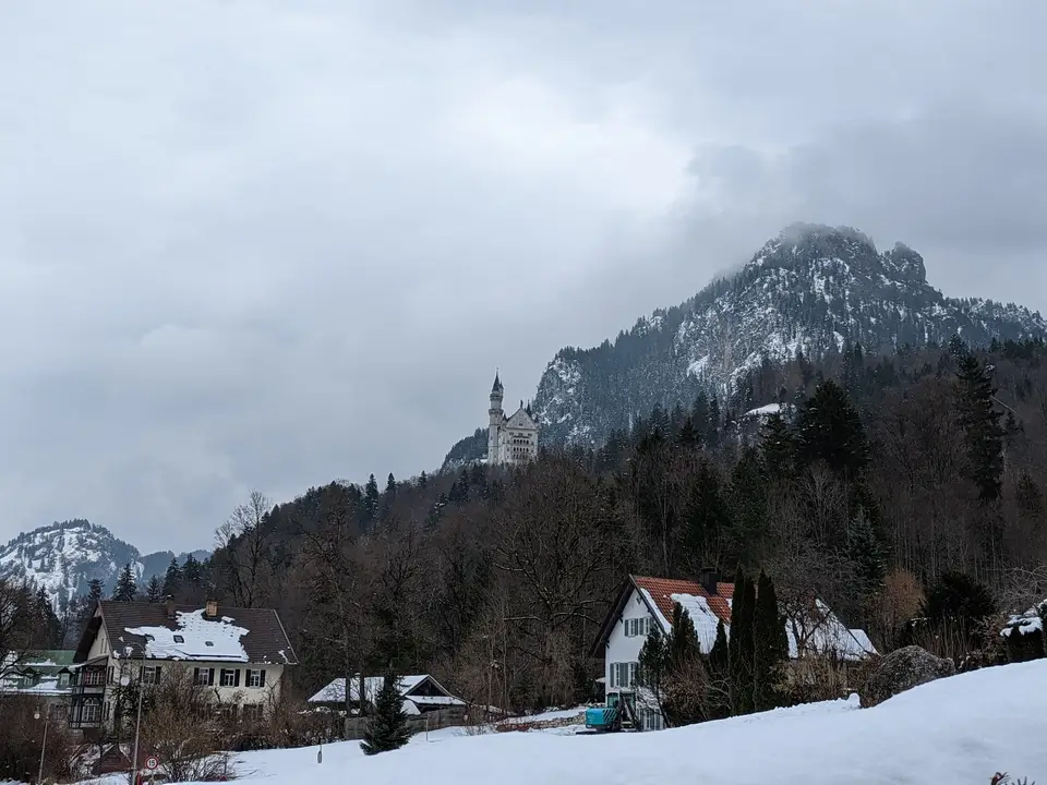 The castle above the roofs of the village