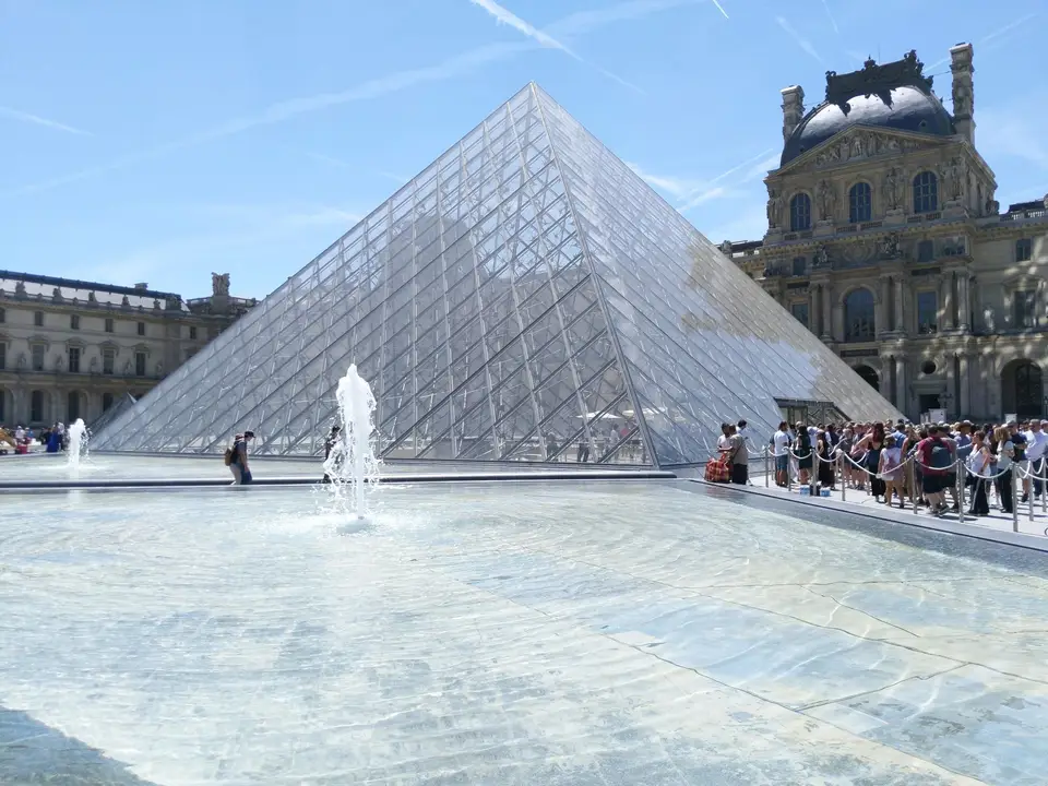 The Louvre pyramid in the courtyard