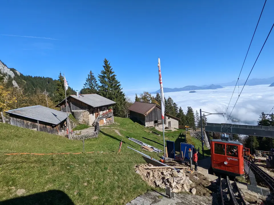 The cog railway at the halfway station
