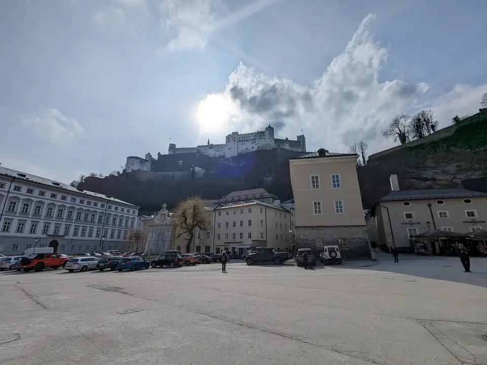 The fortress on its ridge above the square