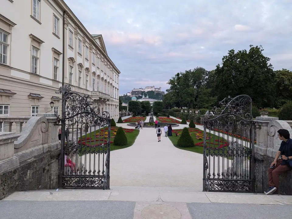 The garden gate and the beds behind it