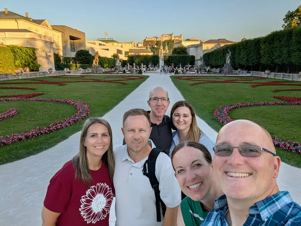 In the Mirabell gardens, the flower beds behind