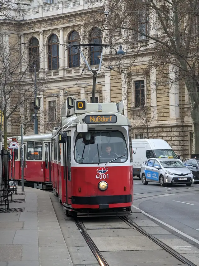 A red tram on the ring