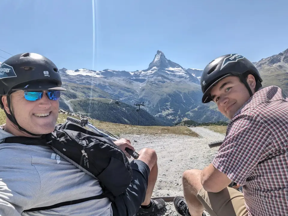 Helmets on at the top of the cart track
